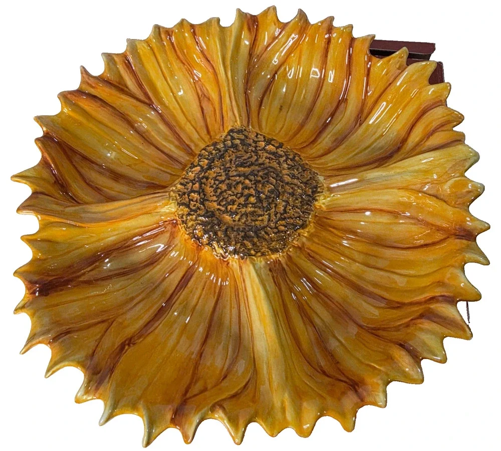 Harvest Sunflower 4-Section Ceramic Divided Serving Dish 15in Original Box